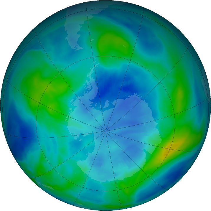 Antarctic ozone map for 12 April 2018
